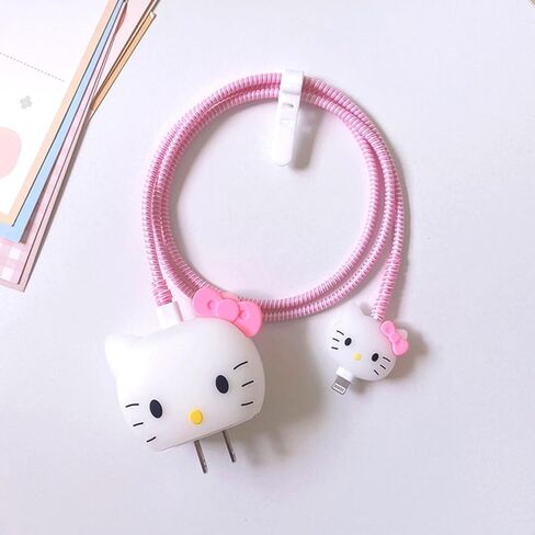 2 Packs 3D Cute Cartoon Charger Cover Charger Protector Charger Case Cable Protector for iPhone Fast Charger 18W/20W USB-C Power Adapter and Lightning Cable (2Packs) in Kuwait