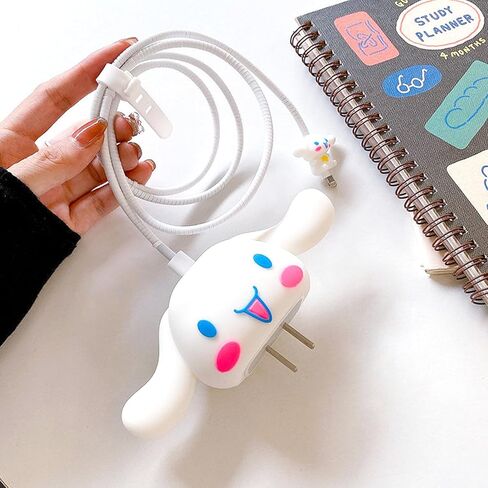 2 Packs 3D Cute Cartoon Charger Cover Charger Protector Charger Case Cable Protector for iPhone Fast Charger 18W/20W USB-C Power Adapter and Lightning Cable (2Packs) in Kuwait