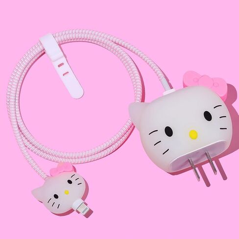 2 Packs 3D Cute Cartoon Charger Cover Charger Protector Charger Case Cable Protector for iPhone Fast Charger 18W/20W USB-C Power Adapter and Lightning Cable (2Packs) in Kuwait