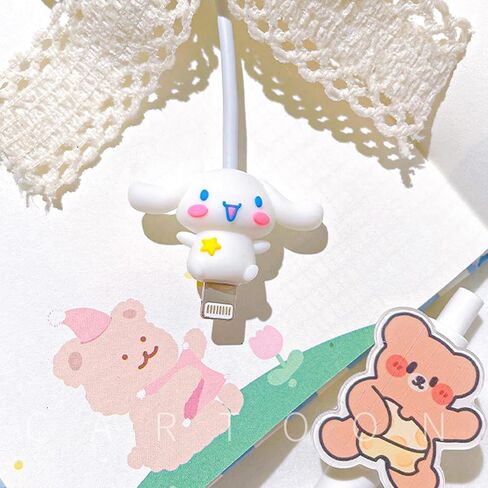 2 Packs 3D Cute Cartoon Charger Cover Charger Protector Charger Case Cable Protector for iPhone Fast Charger 18W/20W USB-C Power Adapter and Lightning Cable (2Packs) in Kuwait