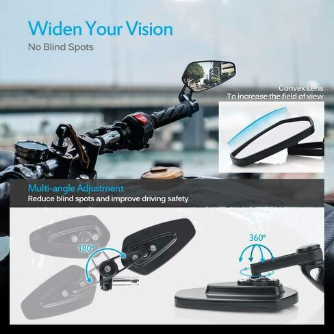 Motorcycle 7/8'' Handlebar End Oval Side Rearview Mirrors FOR Kawasaki Z125 pro Z650 Z750 Z800 Z900 Z1000 ER6N ER6F FOR Suzuki GSF1250 GSF600 FOR Yamaha MT-03 MT-07 FZ-07 MT-09 in Saudi Arabia