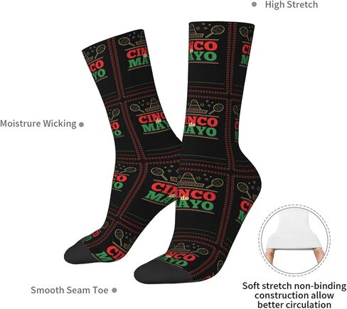 Cinco De Mayo Mexican Fiesta Socks Unisex Sports Socks Casual Dress Fashion Socks in Saudi Arabia