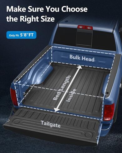 غطاء سرير شاحنة صلب رباعي الطي بطول 5'8 بوصة مناسب لسيارة Chevy Silverado 1500/لسيارة GMC Sierra1500 2007-2022 سرير جانبي، غطاء سرير شاحنة بيك اب أسود in Kuwait