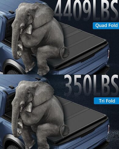 غطاء سرير شاحنة صلب رباعي الطي بطول 5'8 بوصة مناسب لسيارة Chevy Silverado 1500/لسيارة GMC Sierra1500 2007-2022 سرير جانبي، غطاء سرير شاحنة بيك اب أسود in Kuwait