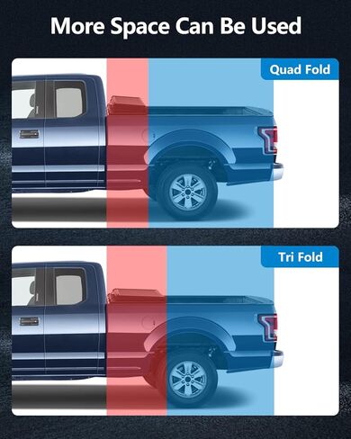 غطاء سرير شاحنة صلب رباعي الطي بطول 5'8 بوصة مناسب لسيارة Chevy Silverado 1500/لسيارة GMC Sierra1500 2007-2022 سرير جانبي، غطاء سرير شاحنة بيك اب أسود in Kuwait