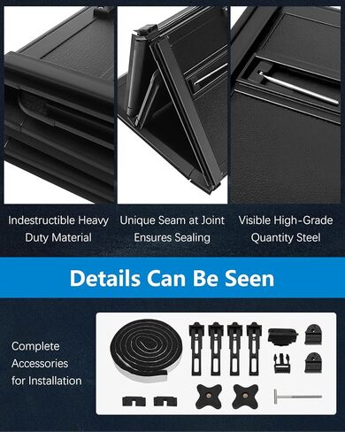 غطاء سرير شاحنة صلب رباعي الطي بطول 5'8 بوصة مناسب لسيارة Chevy Silverado 1500/لسيارة GMC Sierra1500 2007-2022 سرير جانبي، غطاء سرير شاحنة بيك اب أسود in Kuwait