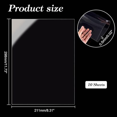 AHANDMAKER 10 pcs Clear Plastic Sheet Thin Styrene Sheets 8.3"x11.7"x0.015" Craft Plastic Sheets A4 Flexible Clear Plastic Sheet for Displays, Structural Parts, Signs, Home Decor in Saudi Arabia