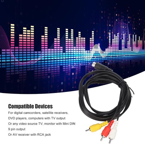 3RCAS Plug to 9 Pin Mini DIN Plug Extension Cable, Male to Male Plated Sound Video Composite Cord TV Audio Video Cable Cord for TV AV Receiver Monitor 5.9ft in Saudi Arabia
