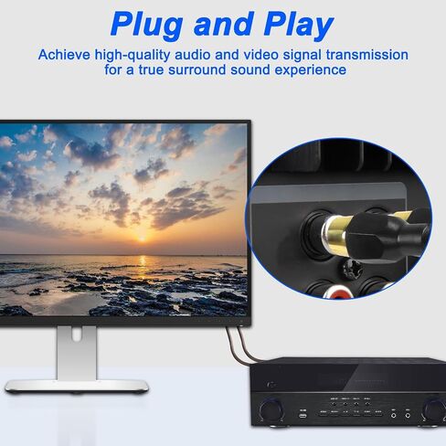 XMSJSIY RCA Cable Car Audio Y Splitter Cable Female to Dual Male Gold Plated Stereo Audio Adapter Gold Plated Plug Connectors Extension Cord for Amplifier Subwoofer -29cm - 2PCS in Saudi Arabia