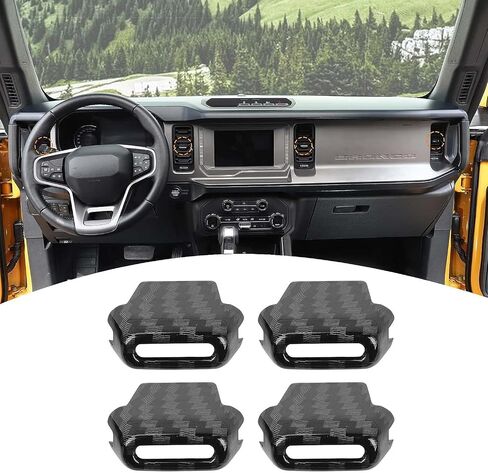 for Bronco Air AC Vent Switch Trim Tab Clip for Ford Bronco 2021 2022 2023 Carbon Fiber Grain Interior Accessories 4pcs in Saudi Arabia