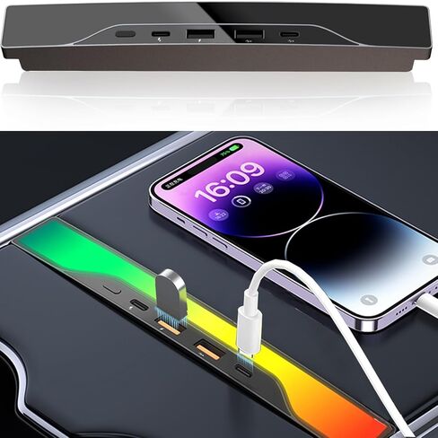 Tesla USB Hub for Tesla Model 3 Accessories 2023 Tesla Model y Accessories 2023 Tesla Model Y USB Hub 2023 Tesla Model 3 Ambient Lighting Center Console Hub Docking Station Tesla 3/y in Saudi Arabia