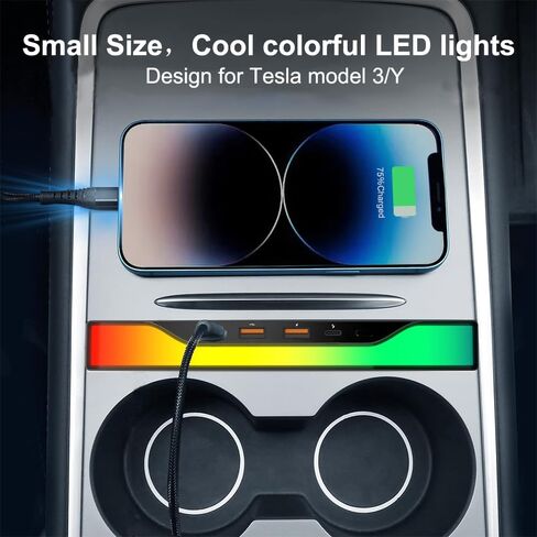 Tesla USB Hub for Tesla Model 3 Accessories 2023 Tesla Model y Accessories 2023 Tesla Model Y USB Hub 2023 Tesla Model 3 Ambient Lighting Center Console Hub Docking Station Tesla 3/y in Saudi Arabia