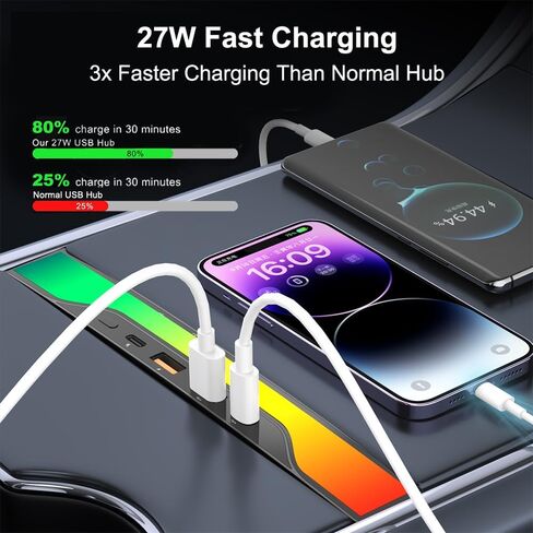 Tesla USB Hub for Tesla Model 3 Accessories 2023 Tesla Model y Accessories 2023 Tesla Model Y USB Hub 2023 Tesla Model 3 Ambient Lighting Center Console Hub Docking Station Tesla 3/y in Saudi Arabia