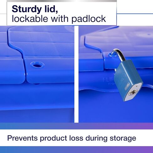 IDL Packaging 14-Gallon Industrial Plastic Tote with Hinged Lids, Blue, Pack of 1 - Heavy-Duty Large 22" L x 15" W x 12" H Container for Warehouses, Garages, and Home Storage in Saudi Arabia
