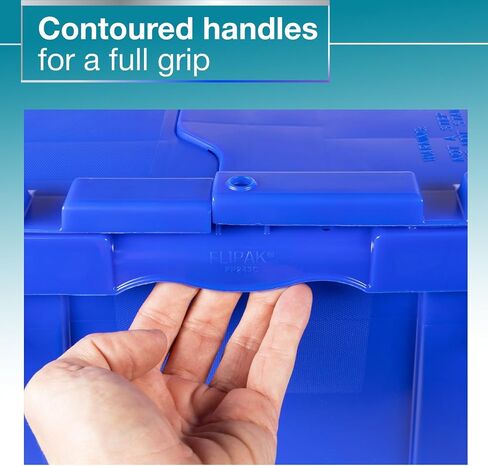 IDL Packaging 14-Gallon Industrial Plastic Tote with Hinged Lids, Blue, Pack of 1 - Heavy-Duty Large 22" L x 15" W x 12" H Container for Warehouses, Garages, and Home Storage in Saudi Arabia