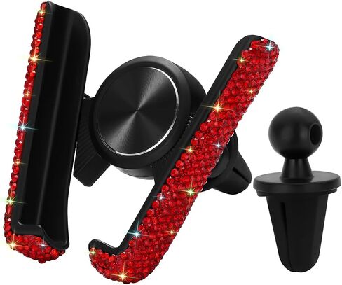 SAVORI Car Cell Phone Holder Bling Adjustable Car Air Vent Cradle Mount Universal Crystal Auto Dashboard Phone Stand for Women Men (Red) in Saudi Arabia
