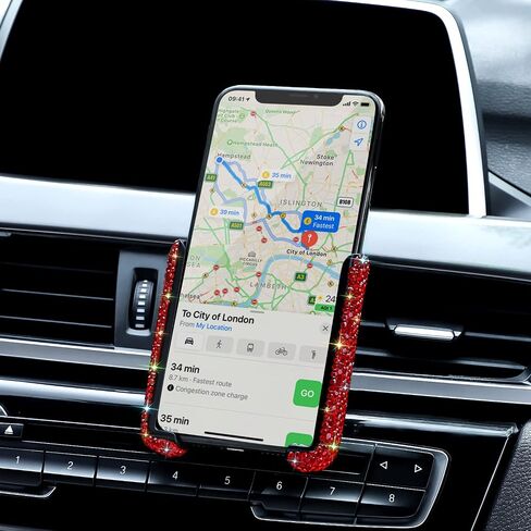 SAVORI Car Cell Phone Holder Bling Adjustable Car Air Vent Cradle Mount Universal Crystal Auto Dashboard Phone Stand for Women Men (Red) in Saudi Arabia