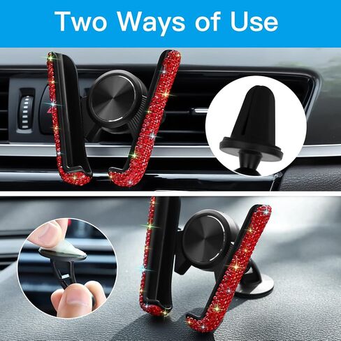 SAVORI Car Cell Phone Holder Bling Adjustable Car Air Vent Cradle Mount Universal Crystal Auto Dashboard Phone Stand for Women Men (Red) in Saudi Arabia