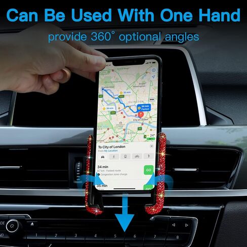 SAVORI Car Cell Phone Holder Bling Adjustable Car Air Vent Cradle Mount Universal Crystal Auto Dashboard Phone Stand for Women Men (Red) in Saudi Arabia