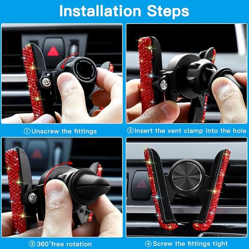 SAVORI Car Cell Phone Holder Bling Adjustable Car Air Vent Cradle Mount Universal Crystal Auto Dashboard Phone Stand for Women Men (Red) in Saudi Arabia