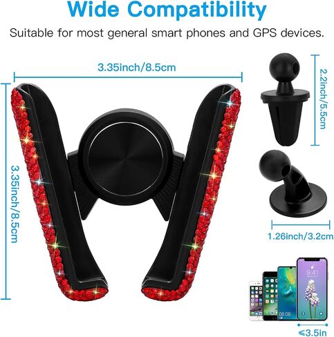 SAVORI Car Cell Phone Holder Bling Adjustable Car Air Vent Cradle Mount Universal Crystal Auto Dashboard Phone Stand for Women Men (Red) in Saudi Arabia