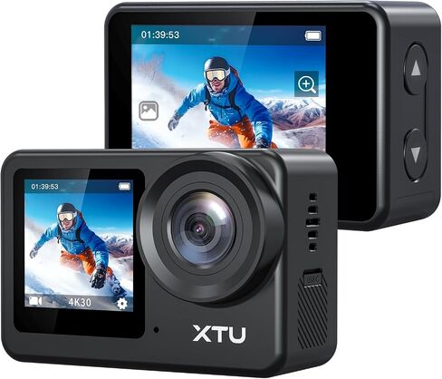 XTU S6 4K30fps 20MP Action Camera with Image Stabilization 4.0-131 Feet Underwater Camera with 64G SD card, Remote Control Waterproof Sports Camera for Diving/Motorcycle, Support External Microphone in Saudi Arabia