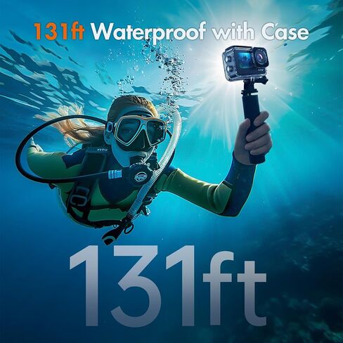 XTU S6 4K30fps 20MP Action Camera with Image Stabilization 4.0-131 Feet Underwater Camera with 64G SD card, Remote Control Waterproof Sports Camera for Diving/Motorcycle, Support External Microphone in Saudi Arabia