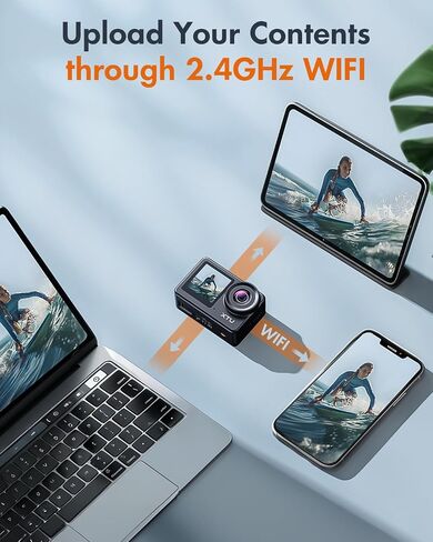 XTU S6 4K30fps 20MP Action Camera with Image Stabilization 4.0-131 Feet Underwater Camera with 64G SD card, Remote Control Waterproof Sports Camera for Diving/Motorcycle, Support External Microphone in Saudi Arabia