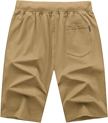 GEEK LIGHTING Mens Shorts Casual Cotton Drawstring Zipper Pockets Elastic Waist Lightweight Summer Athletic Beach Shorts in Saudi Arabia