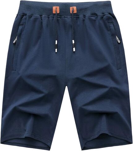 GEEK LIGHTING Mens Shorts Casual Cotton Drawstring Zipper Pockets Elastic Waist Lightweight Summer Athletic Beach Shorts in Saudi Arabia