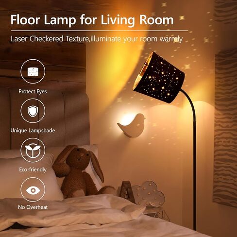LED Floor Lamp, Standing Lamp for Living Room with Linen Lamp Shade,Adjustable Gooseneck Modern Reading Light,Floor Lamps for Bedroom,Office,Farmhouse,12W LED Bulb Included in Kuwait