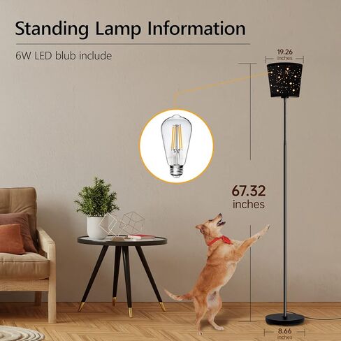 LED Floor Lamp, Standing Lamp for Living Room with Linen Lamp Shade,Adjustable Gooseneck Modern Reading Light,Floor Lamps for Bedroom,Office,Farmhouse,12W LED Bulb Included in Kuwait
