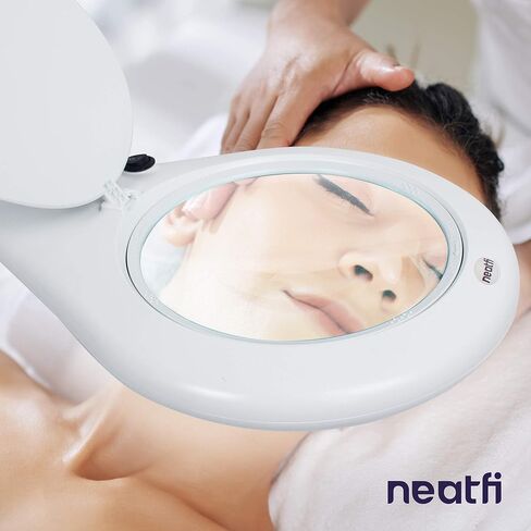 مصباح مكبر Neatfi Elite XL HD Super LED مع مشبك، عدسة زجاجية، 6500K، خالي من الوهج (عدسة 7 بوصة، أبيض) in Kuwait