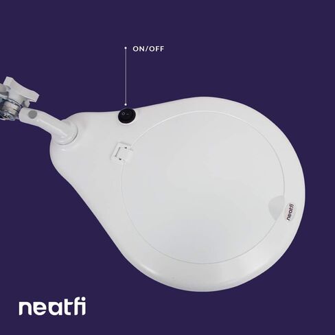 مصباح مكبر Neatfi Elite XL HD Super LED مع مشبك، عدسة زجاجية، 6500K، خالي من الوهج (عدسة 7 بوصة، أبيض) in Kuwait
