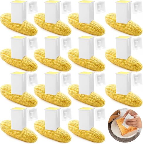 16 Pcs Butter Spreader Bulk Corn Cob Butter Holder Holds Twice The Butter for Waffles Pancakes Toast Bagel, Corn on The Cob Butter Spreader Dispenser with Cover for Storage, Easy to Clean in Saudi Arabia