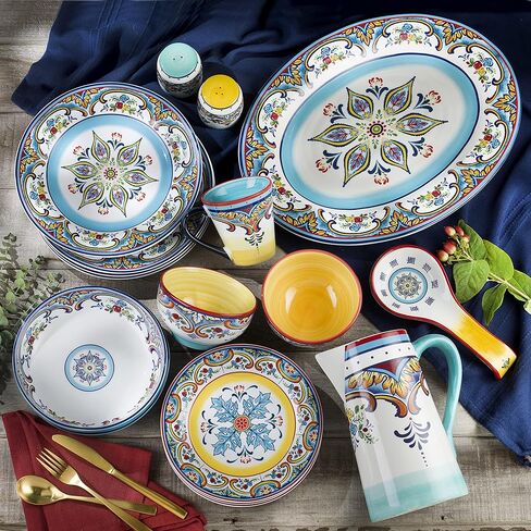 Euro Ceramica Zanzibar Collection 3-Piece Breakfast Accessory Set, Spanish Floral Design in Kuwait