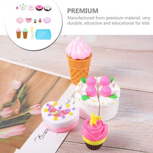 Pretend Cutting Play Toys Desserts Cake Ice Cream and Donuts Food Toys - Birthday Gifts Set Toy Early Education Skills Development for Boys, Girls, Kids in Saudi Arabia