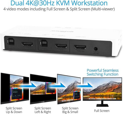 محول gofanco بمنفذين HDMI USB KVM بدون خياطة - يقيس مخرج 4K @30 هرتز أو 1080 بكسل، HDMI 1.4، لوحة مفاتيح/ماوس USB، عرض متعدد، OSD، Dolby/DTS، Windows، Mac OS، Linux (KVMScaler2P) in Kuwait
