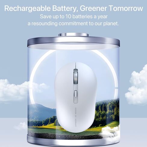 Dual Mode 2.4G Wireless and Bluetooth Mouse, 800/1200/1600 DPI Cordless Computer Mouse with USB Receiver, for Home Office Travel Compatible with PC, Laptop, Notebook, iPad, Mac, Chromebook in Kuwait