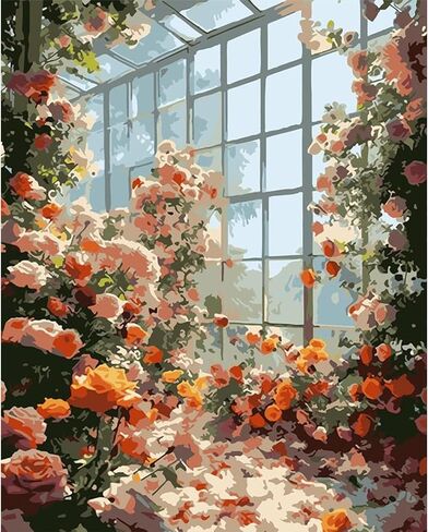 MXJSUA Flowers Paint by Numbers Kit for Adults, Paint by Number Kits on Canvas with Brushes Acrylic Pigment, DIY Oil Painting for Home Wall Decor (40x50cm/16x20 inch) in Saudi Arabia