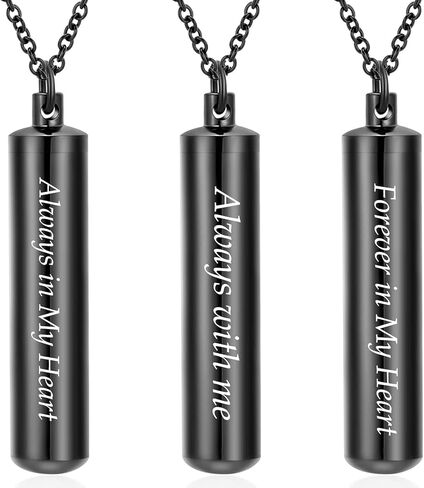 3 حزمة مجوهرات الحرق جرة المفاتيح للرماد للنساء الرجال اسطوانة قارورة الحرق قلادة تذكار رماد المجوهرات التذكارية (قلادة جرة اسطوانة) in Kuwait