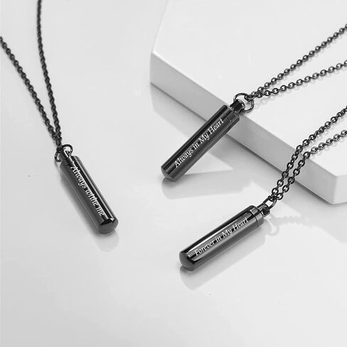 3 حزمة مجوهرات الحرق جرة المفاتيح للرماد للنساء الرجال اسطوانة قارورة الحرق قلادة تذكار رماد المجوهرات التذكارية (قلادة جرة اسطوانة) in Kuwait