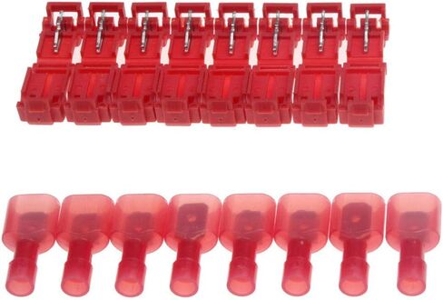 100 PCS Self-Stripping T-Tap Electrical Connectors Wire Quickly Splice Connector and Insulated Male Quick Disconnect Terminals (Red) in Saudi Arabia