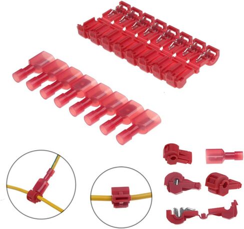 100 PCS Self-Stripping T-Tap Electrical Connectors Wire Quickly Splice Connector and Insulated Male Quick Disconnect Terminals (Red) in Saudi Arabia