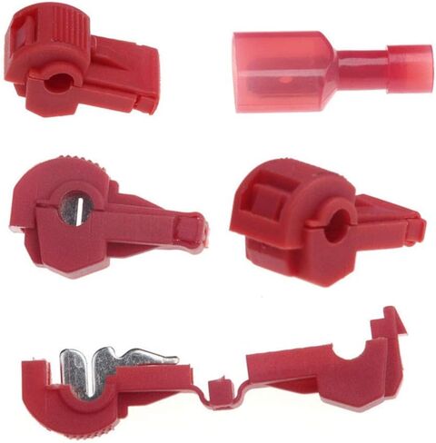 100 PCS Self-Stripping T-Tap Electrical Connectors Wire Quickly Splice Connector and Insulated Male Quick Disconnect Terminals (Red) in Saudi Arabia