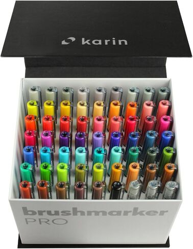 Karin Megabox Brush Marker Pro Water-Based Brush Pen Suitable for Painting, Drawing and Handlettering Multi-Coloured KAR27C7 Assorted in Kuwait