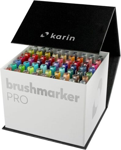 Karin Megabox Brush Marker Pro Water-Based Brush Pen Suitable for Painting, Drawing and Handlettering Multi-Coloured KAR27C7 Assorted in Kuwait