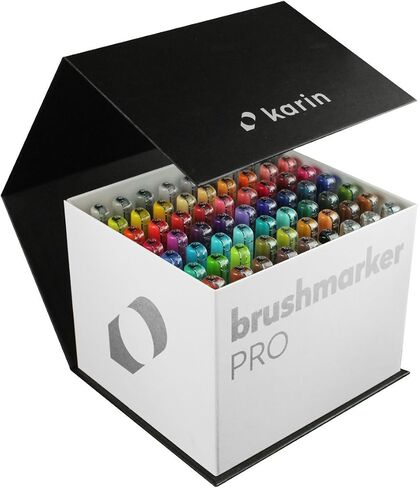 Karin Megabox Brush Marker Pro Water-Based Brush Pen Suitable for Painting, Drawing and Handlettering Multi-Coloured KAR27C7 Assorted in Kuwait