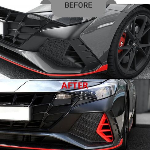 Red ABS Front Bumper Side Air Vent Cover Fog Light Lamp Decor Cover Compatible with Hyundai Elantra CN7 N Line 2022-2023 Accessories in Saudi Arabia