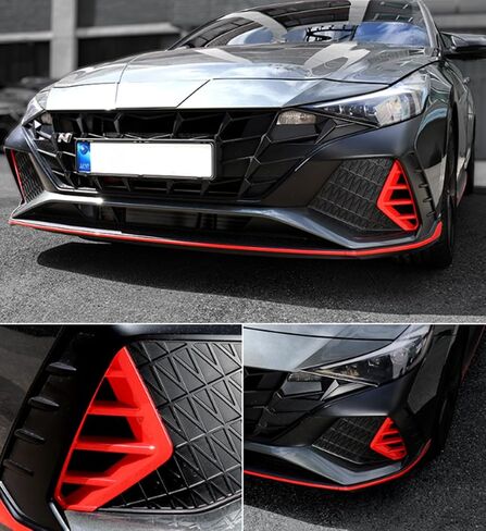 Red ABS Front Bumper Side Air Vent Cover Fog Light Lamp Decor Cover Compatible with Hyundai Elantra CN7 N Line 2022-2023 Accessories in Saudi Arabia